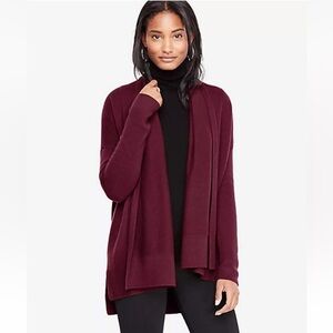 NEW Ann Taylor Cashmere Ribbed Open Cardigan Sweater Size S Tinto Red
